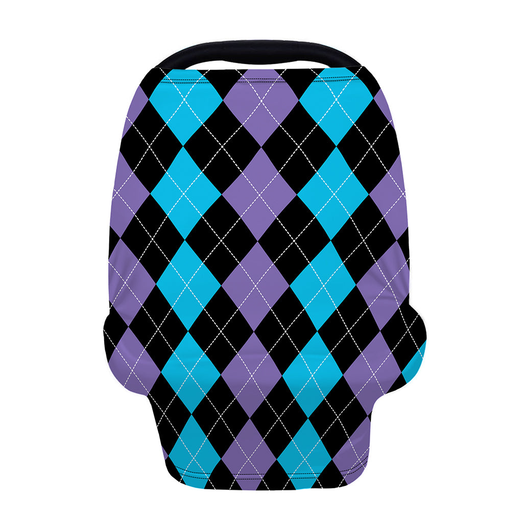 Purple Black And Blue Argyle Print Baby Seat Cover