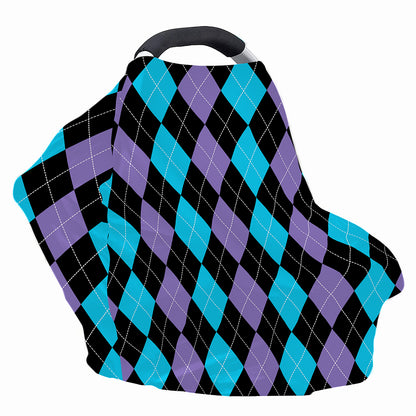 Purple Black And Blue Argyle Print Baby Seat Cover