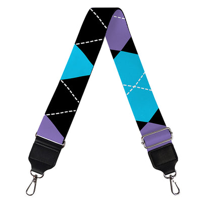 Purple Black And Blue Argyle Print Bag Strap