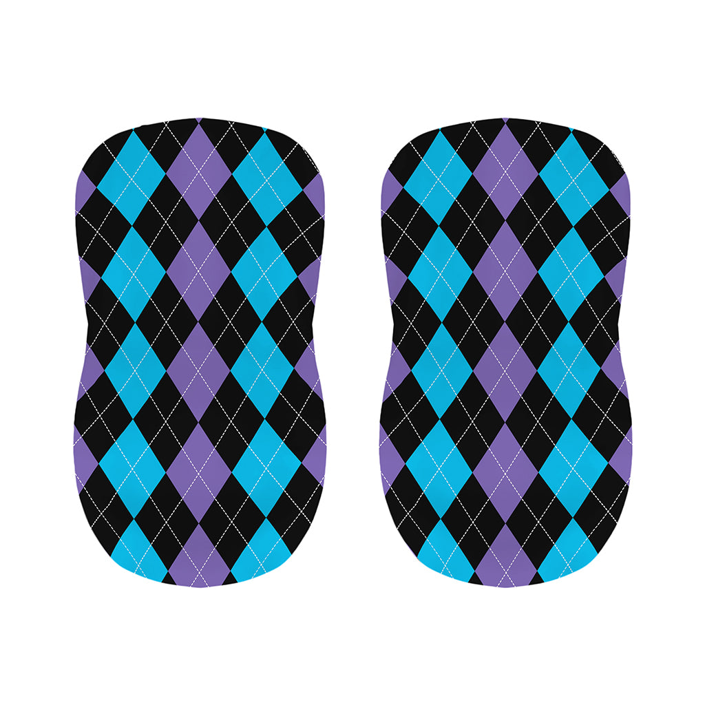 Purple Black And Blue Argyle Print Bar Stool Covers