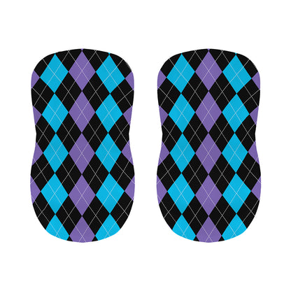 Purple Black And Blue Argyle Print Bar Stool Covers