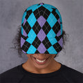 Purple Black And Blue Argyle Print Baseball Cap
