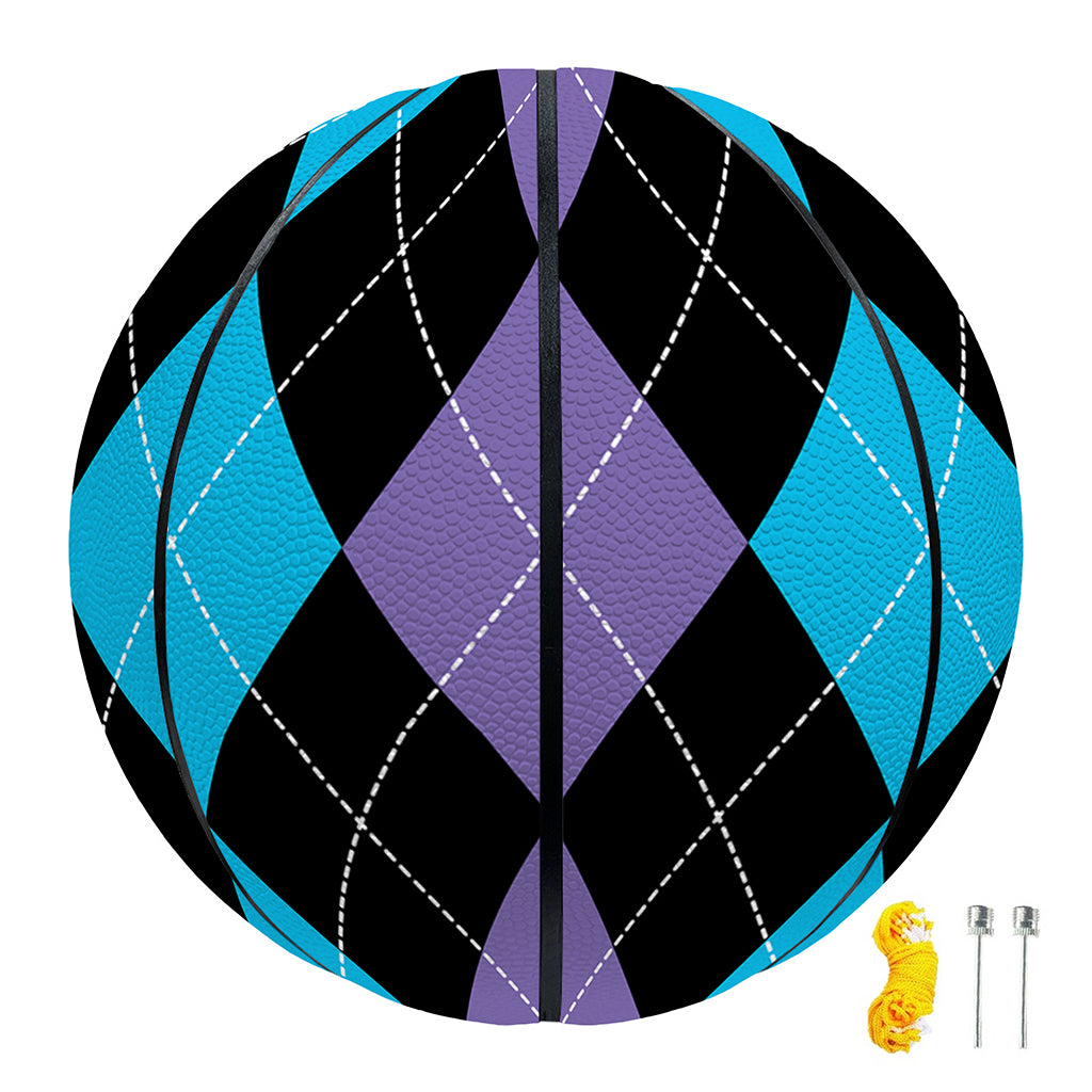 Purple Black And Blue Argyle Print Basketball