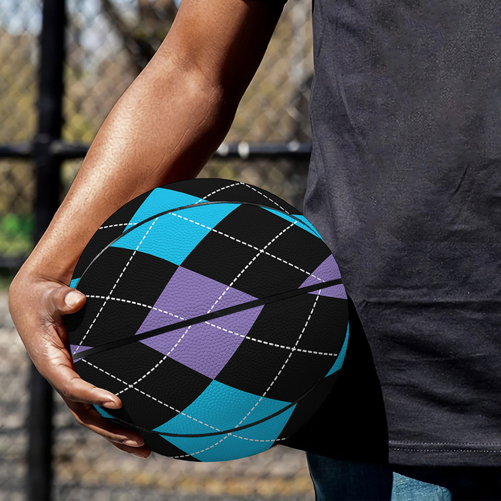 Purple Black And Blue Argyle Print Basketball