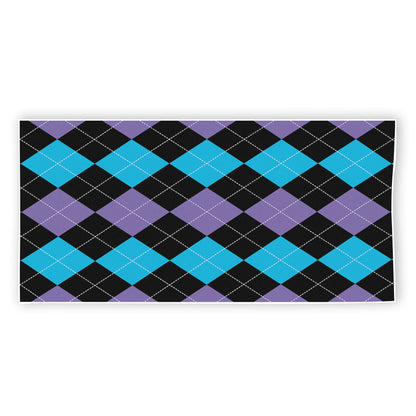 Purple Black And Blue Argyle Print Beach Towel