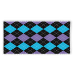 Purple Black And Blue Argyle Print Beach Towel