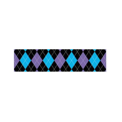 Purple Black And Blue Argyle Print Bed Runner