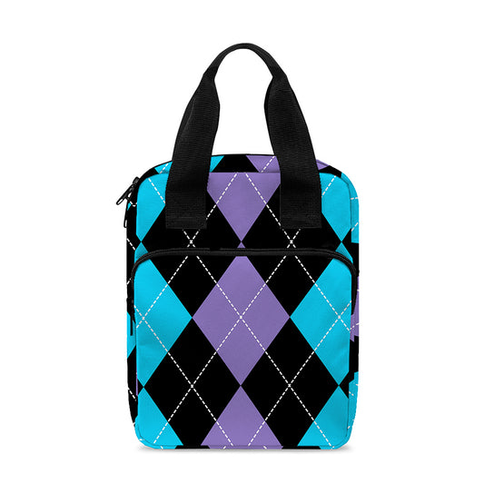 Purple Black And Blue Argyle Print Bible Tote Bag
