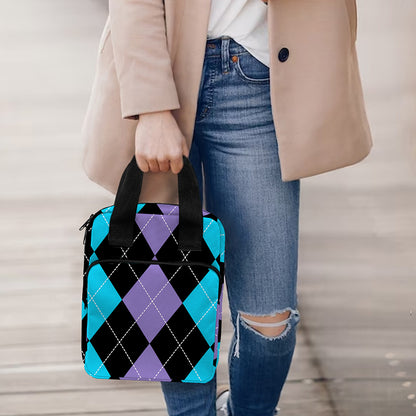 Purple Black And Blue Argyle Print Bible Tote Bag