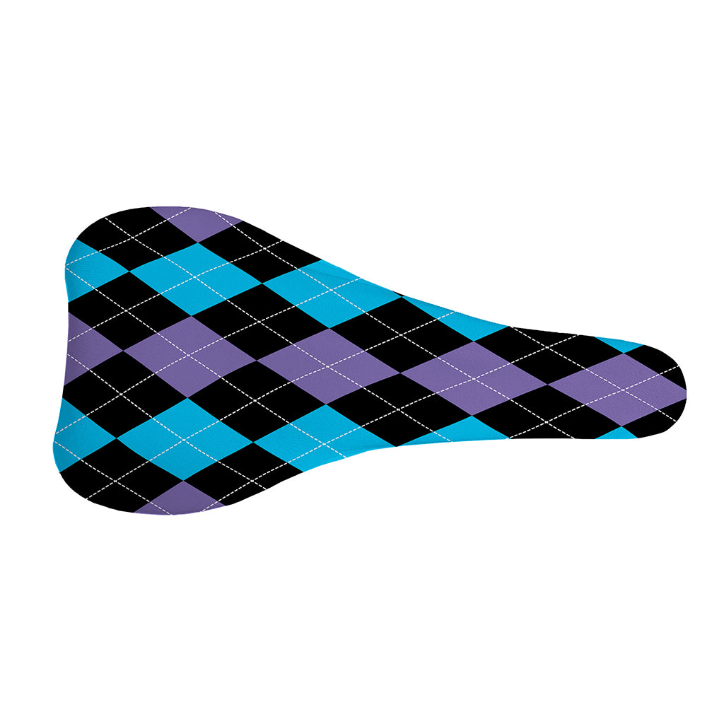 Purple Black And Blue Argyle Print Bicycle Seat Cover