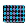 Purple Black And Blue Argyle Print Bifold Wallet