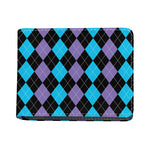 Purple Black And Blue Argyle Print Bifold Wallet