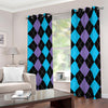 Purple Black And Blue Argyle Print Blackout Grommet Curtains