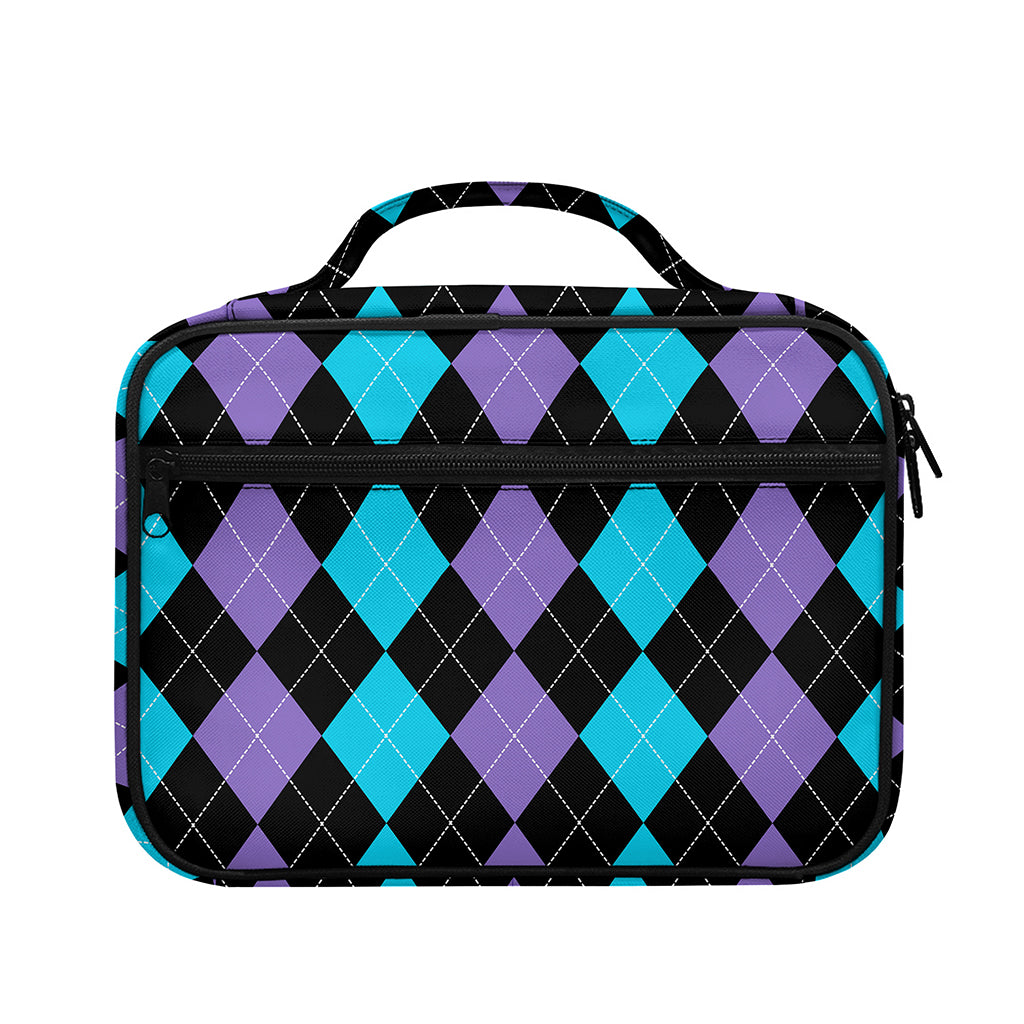 Purple Black And Blue Argyle Print Briefcase Bible Bag