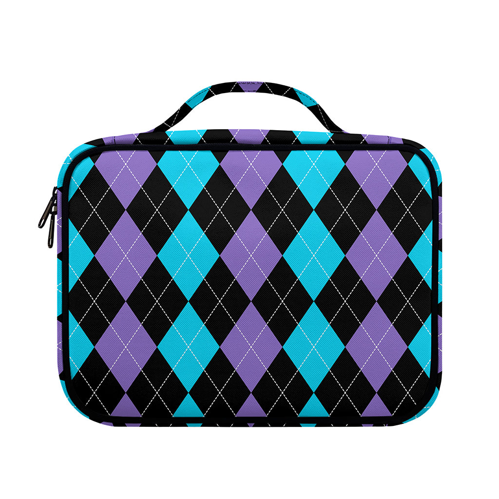 Purple Black And Blue Argyle Print Briefcase Bible Bag