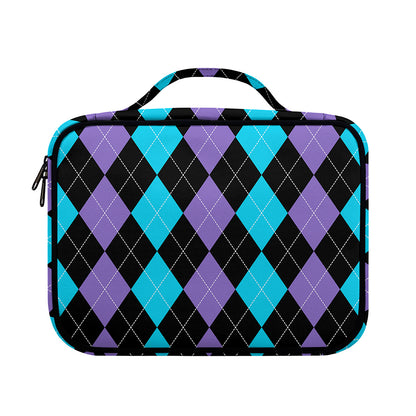 Purple Black And Blue Argyle Print Briefcase Bible Bag