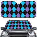 Purple Black And Blue Argyle Print Car Windshield Sun Shade