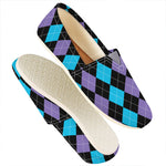 Purple Black And Blue Argyle Print Casual Shoes