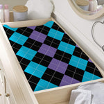 Purple Black And Blue Argyle Print Changing Pad Cover