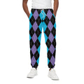 Purple Black And Blue Argyle Print Cotton Sweatpants