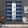Purple Black And Blue Argyle Print Grommet Curtain Panels