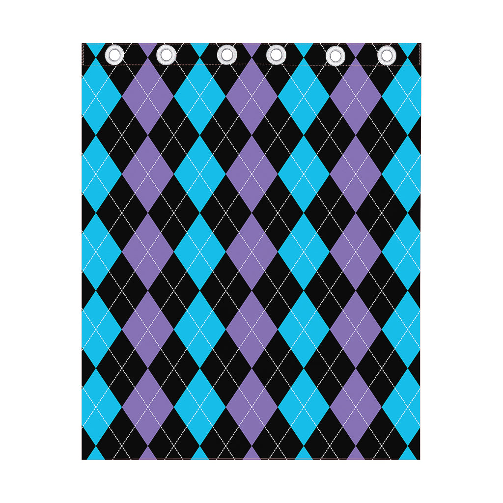 Purple Black And Blue Argyle Print Curtain