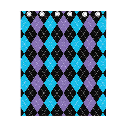 Purple Black And Blue Argyle Print Curtain
