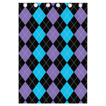 Purple Black And Blue Argyle Print Curtain