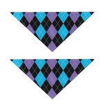 Purple Black And Blue Argyle Print Dog Bandana