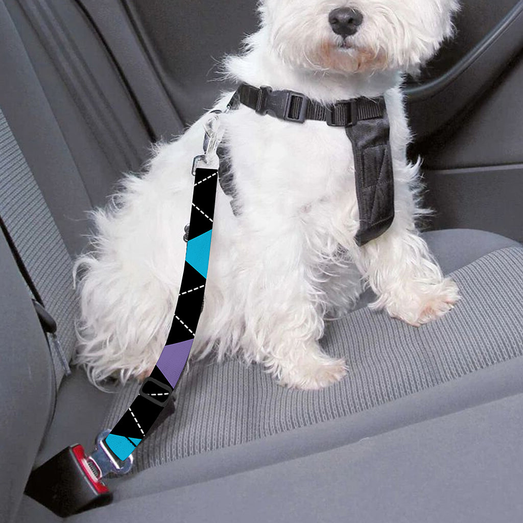 Purple Black And Blue Argyle Print Dog Seat Belt
