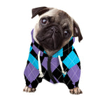 Purple Black And Blue Argyle Print Dog Zip Up Hoodie