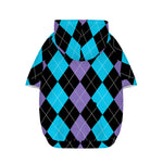 Purple Black And Blue Argyle Print Dog Zip Up Hoodie