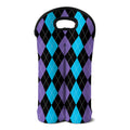Purple Black And Blue Argyle Print Double Neoprene Wine Tote