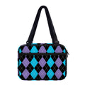 Purple Black And Blue Argyle Print Double Strap Bible Bag