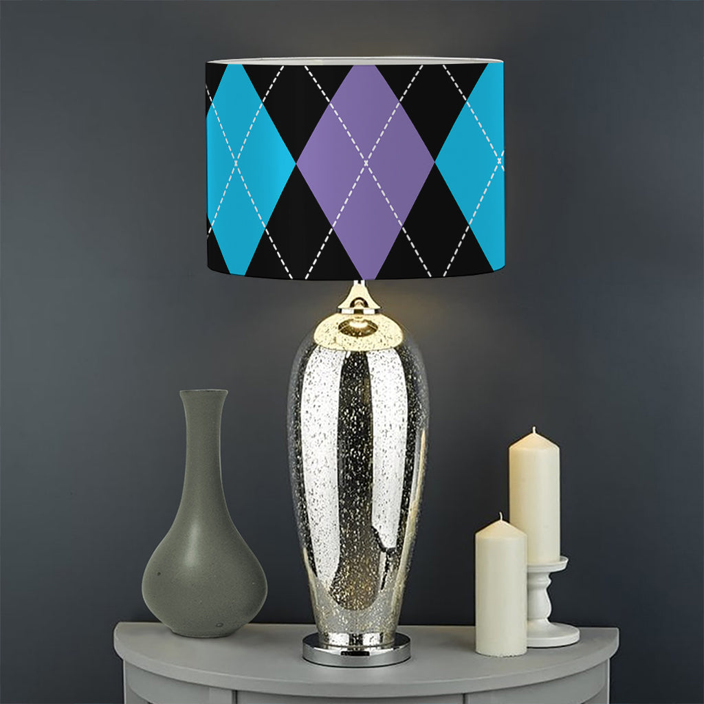 Purple Black And Blue Argyle Print Drum Lamp Shade