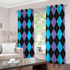 Purple Black And Blue Argyle Print Extra Wide Grommet Curtains