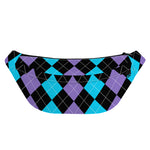 Purple Black And Blue Argyle Print Fanny Pack