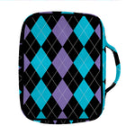 Purple Black And Blue Argyle Print Front Pocket Bible Bag
