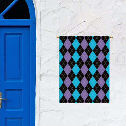 Purple Black And Blue Argyle Print Garden Flag