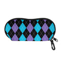 Purple Black And Blue Argyle Print Glasses Case