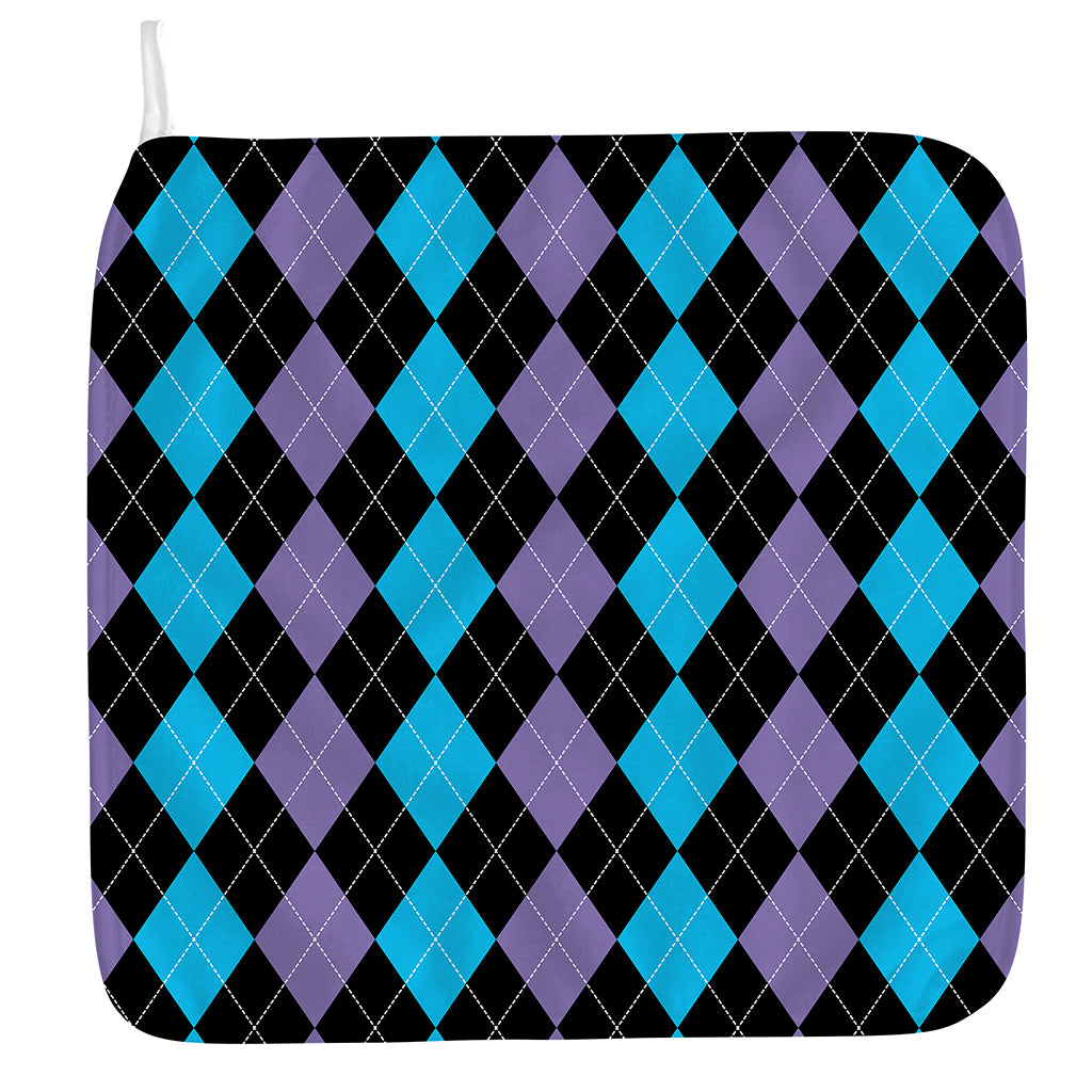 Purple Black And Blue Argyle Print Hand Towel