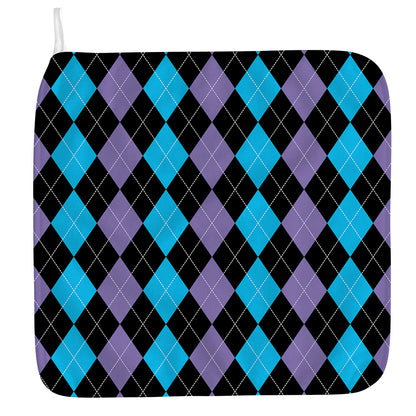 Purple Black And Blue Argyle Print Hand Towel