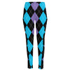 Purple Black And Blue Argyle Print High-Waisted Pocket Leggings