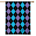 Purple Black And Blue Argyle Print House Flag