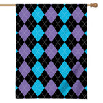Purple Black And Blue Argyle Print House Flag