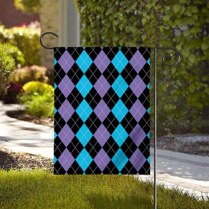 Purple Black And Blue Argyle Print House Flag