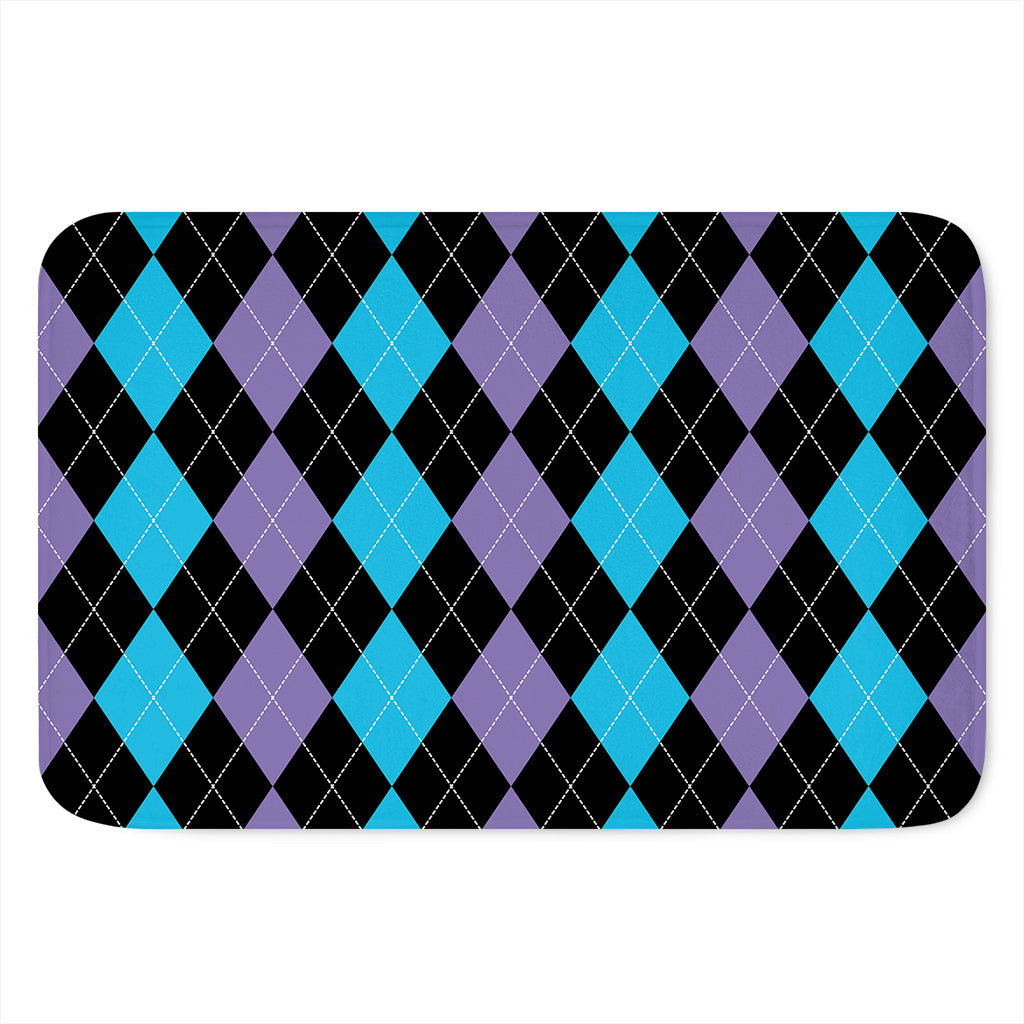 Purple Black And Blue Argyle Print Indoor Door Mat