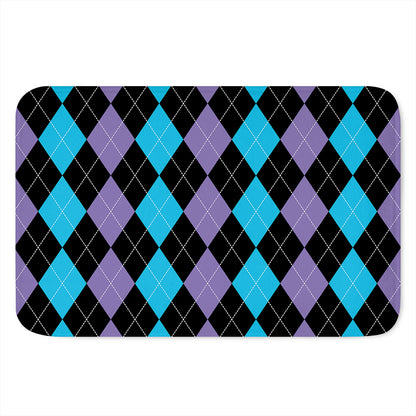 Purple Black And Blue Argyle Print Indoor Door Mat