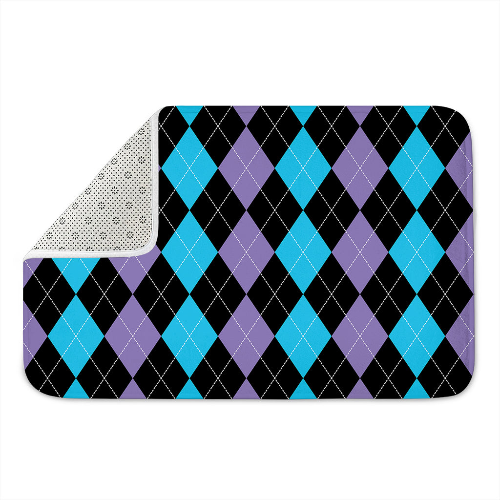 Purple Black And Blue Argyle Print Indoor Door Mat