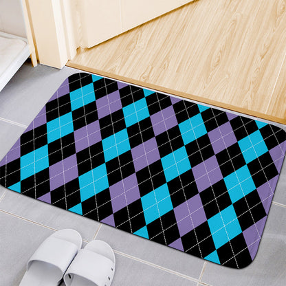 Purple Black And Blue Argyle Print Indoor Door Mat